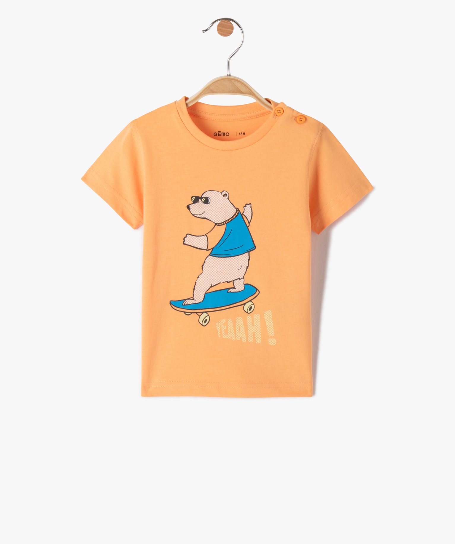 Tee-shirt bébé Garçon avec motif sur l’avant orange | GEMO