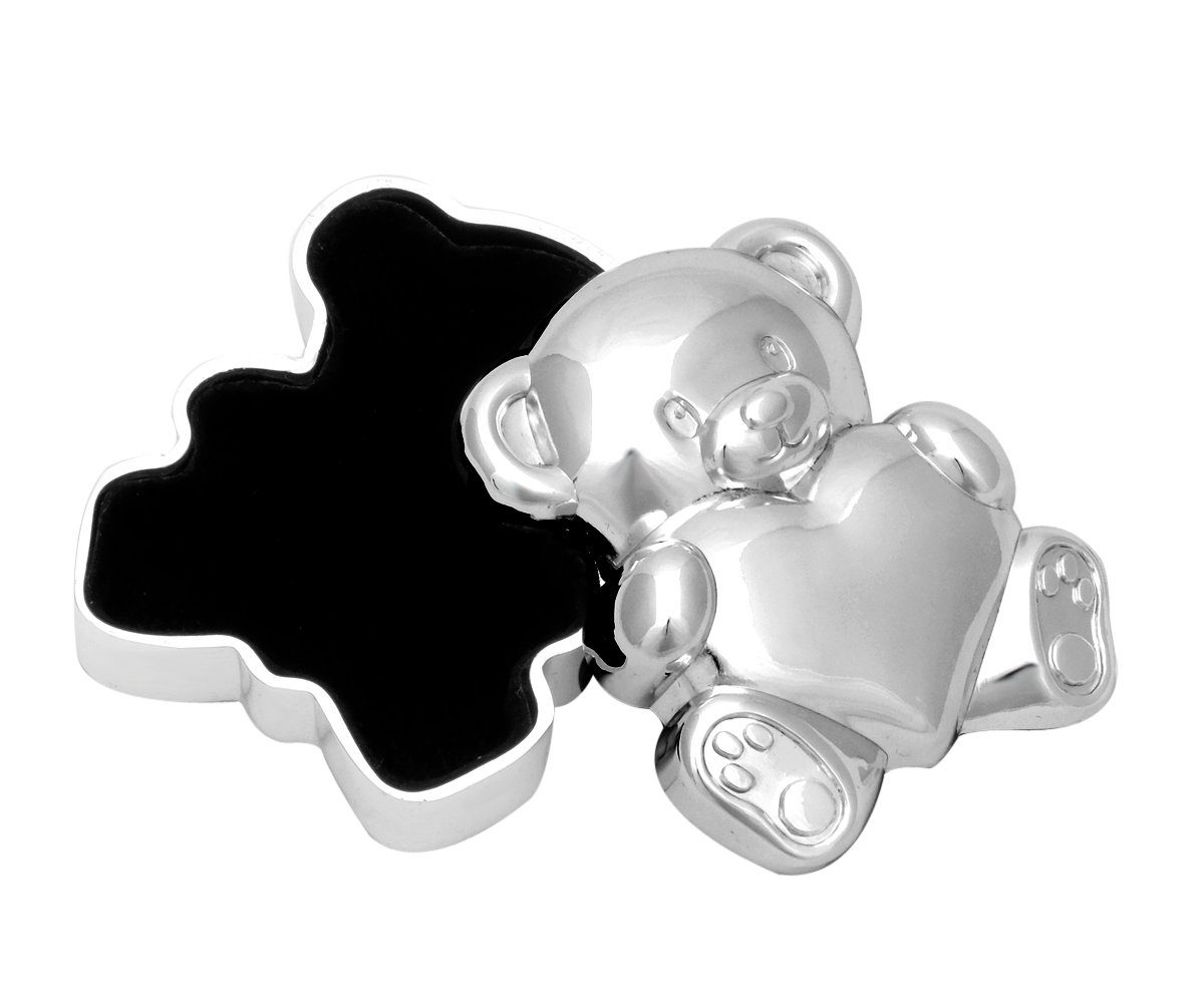 Brillibrum Zahndose Zahndose Silber für Milchzähne Teddy Zahnbox Kinder versilbert anlaufgeschützt Zahnaufbewahrungsdose Kinder für den ersten Zahn