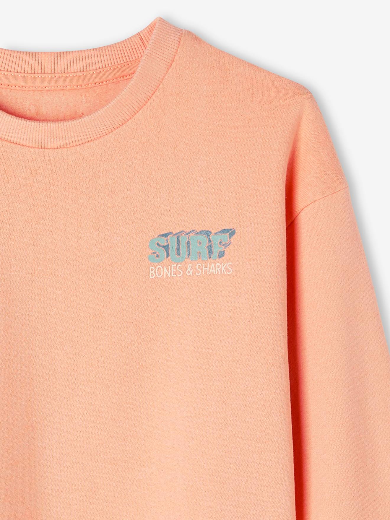 Sweat garçon maxi motif dos abricot poudré