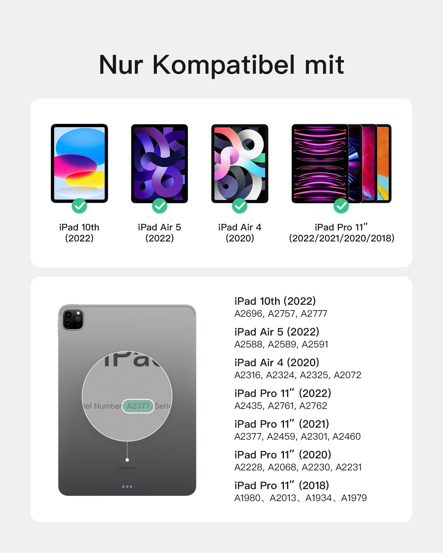Inateck Ultraleichte Tastatur Hülle für iPad 10th, iPad Air 5/4, iPad Pro 11 iPad-Tastatur (Hoch-/Querformat Verwenden, mit Stifthalter)