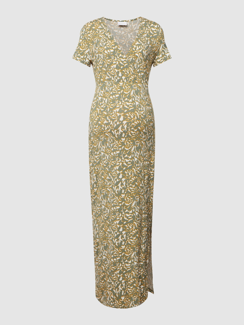 Umstands-Maxikleid mit Allover-Muster Modell 'Linnett' in khaki