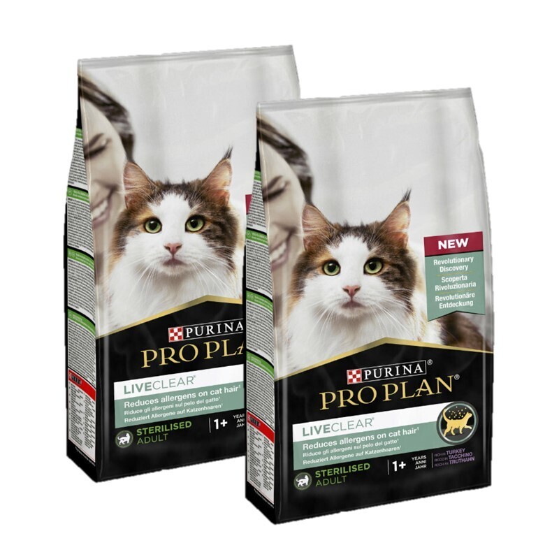 PRO PLAN Trockenfutter PRO PLAN Liveclear Sterilised Adult Truthahn 2x1,4 kg