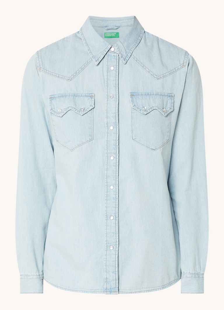 Benetton  Blouse van chambray met borstzakken