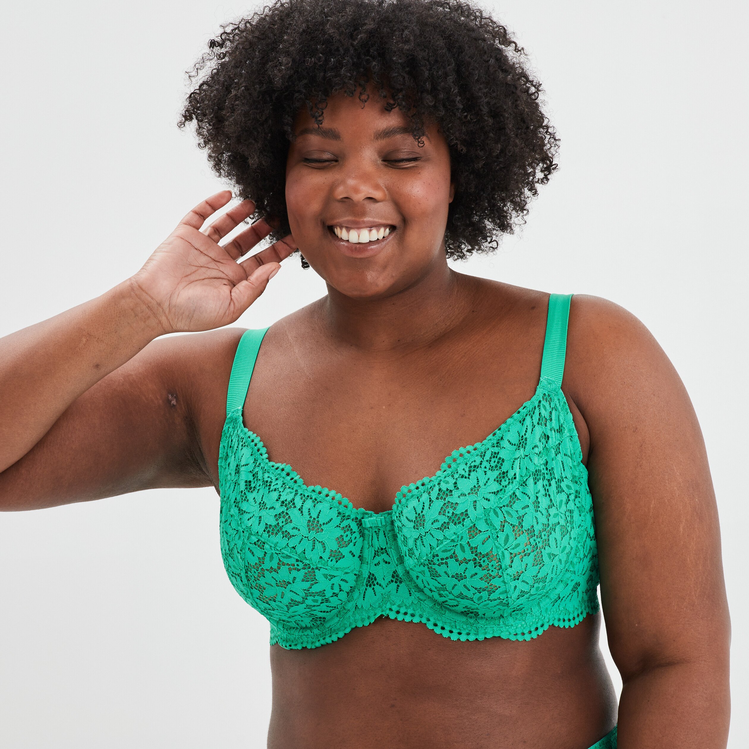 Soutien-gorge emboîtant dentelle vert menthe femme grande taille | La Halle