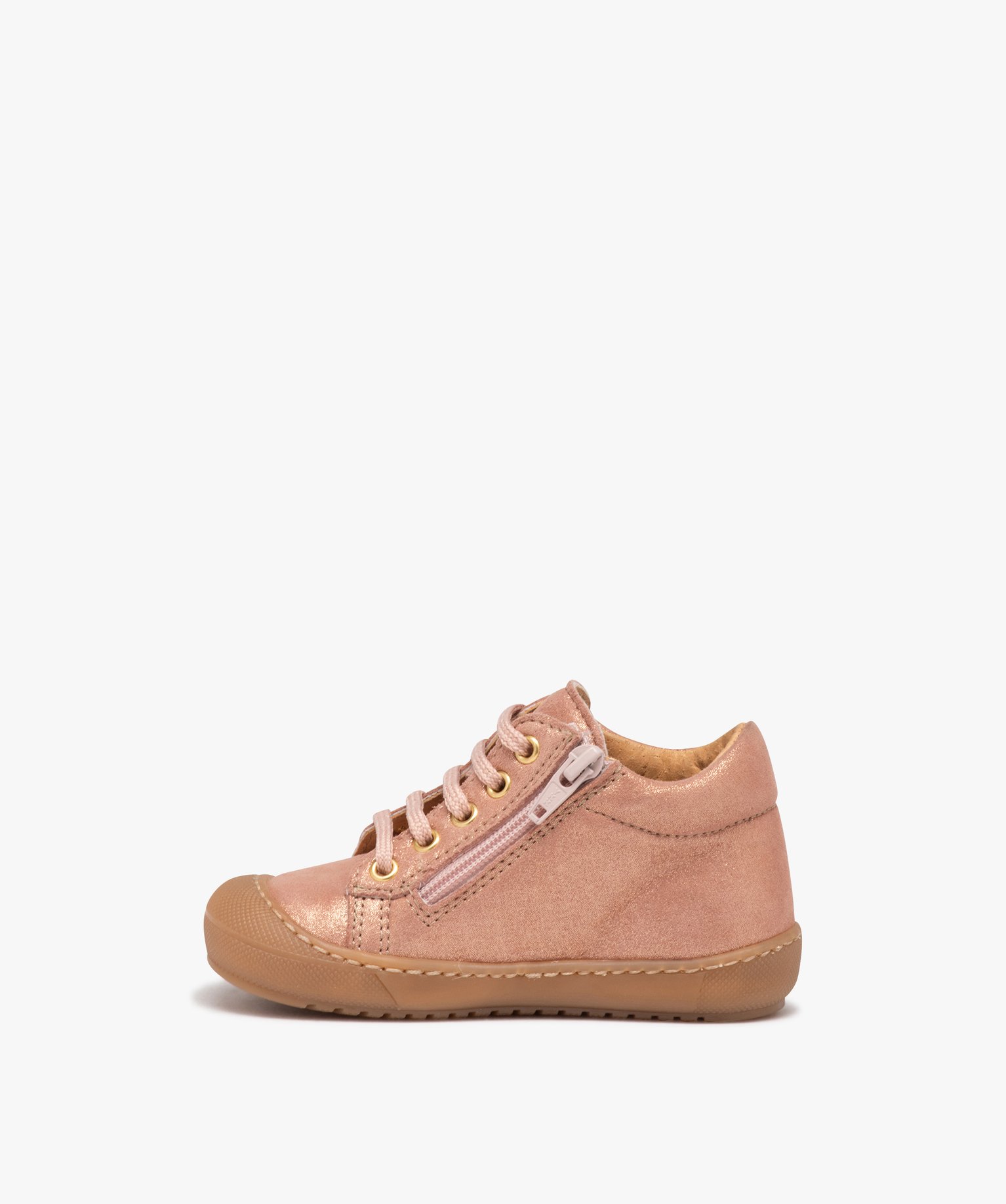 Chaussure premiers pas bébé fille en cuir uni à paillette... rose | GEMO