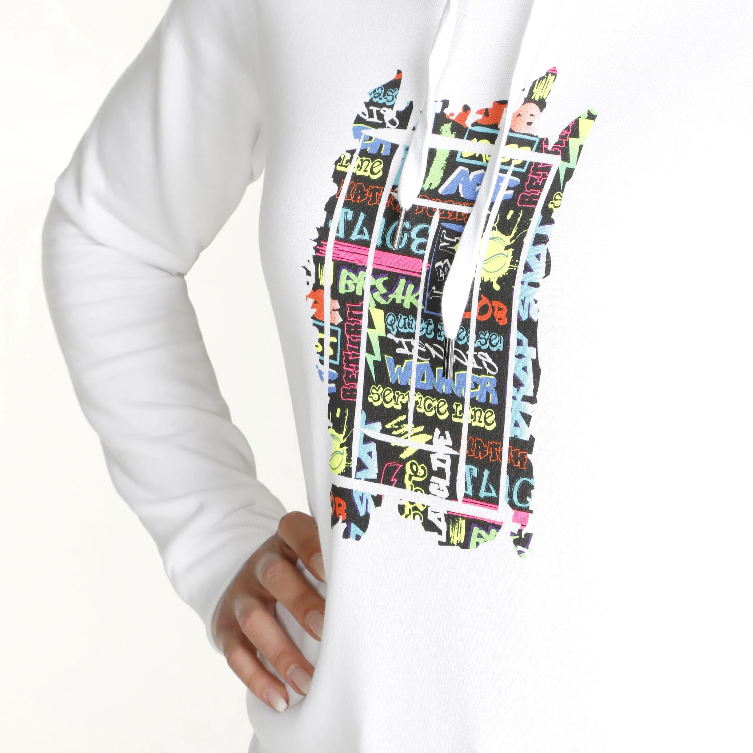 Graffity Hoody Damen - Weiß, Mehrfarbig