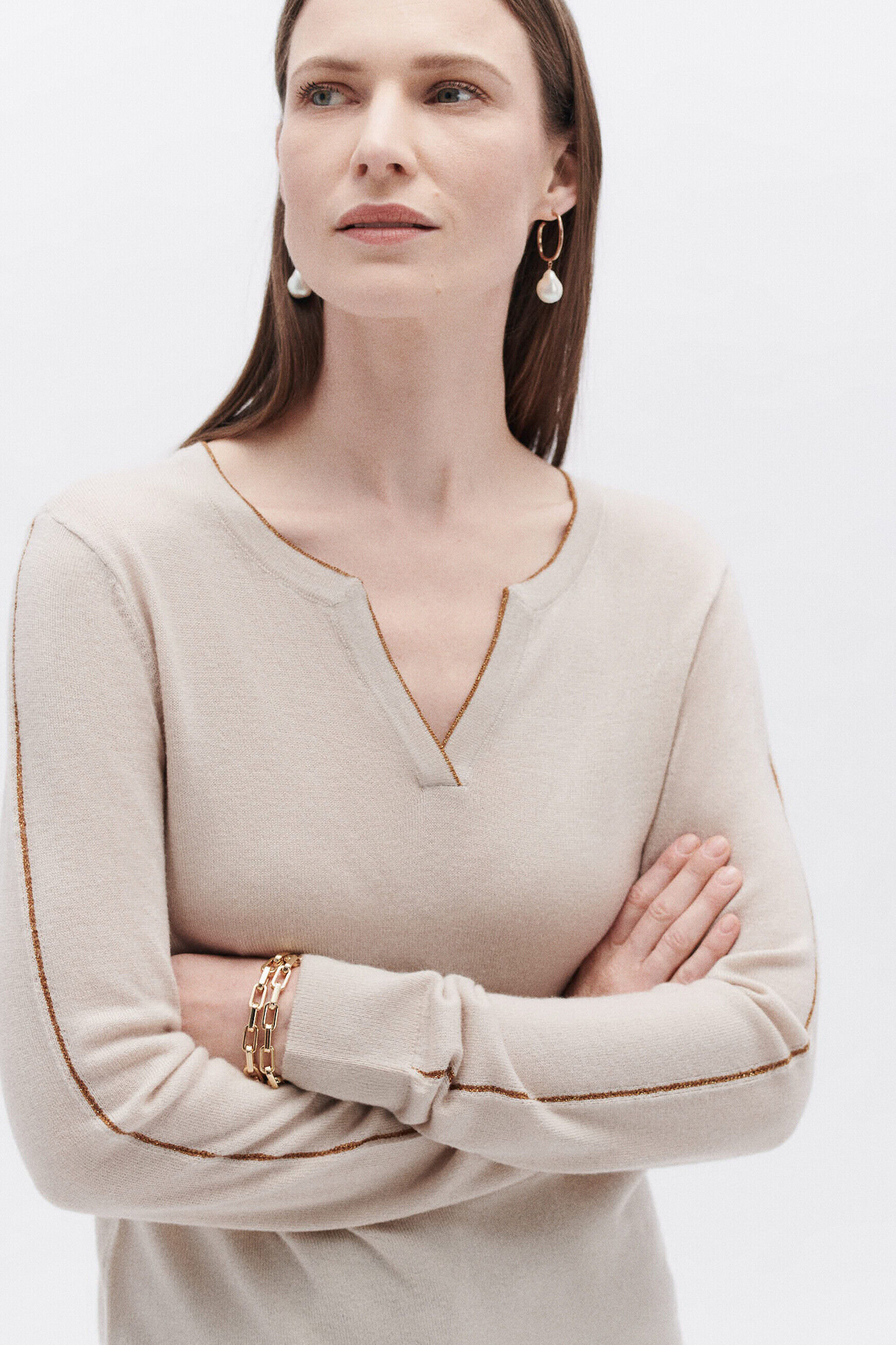 Pull manya beige femme