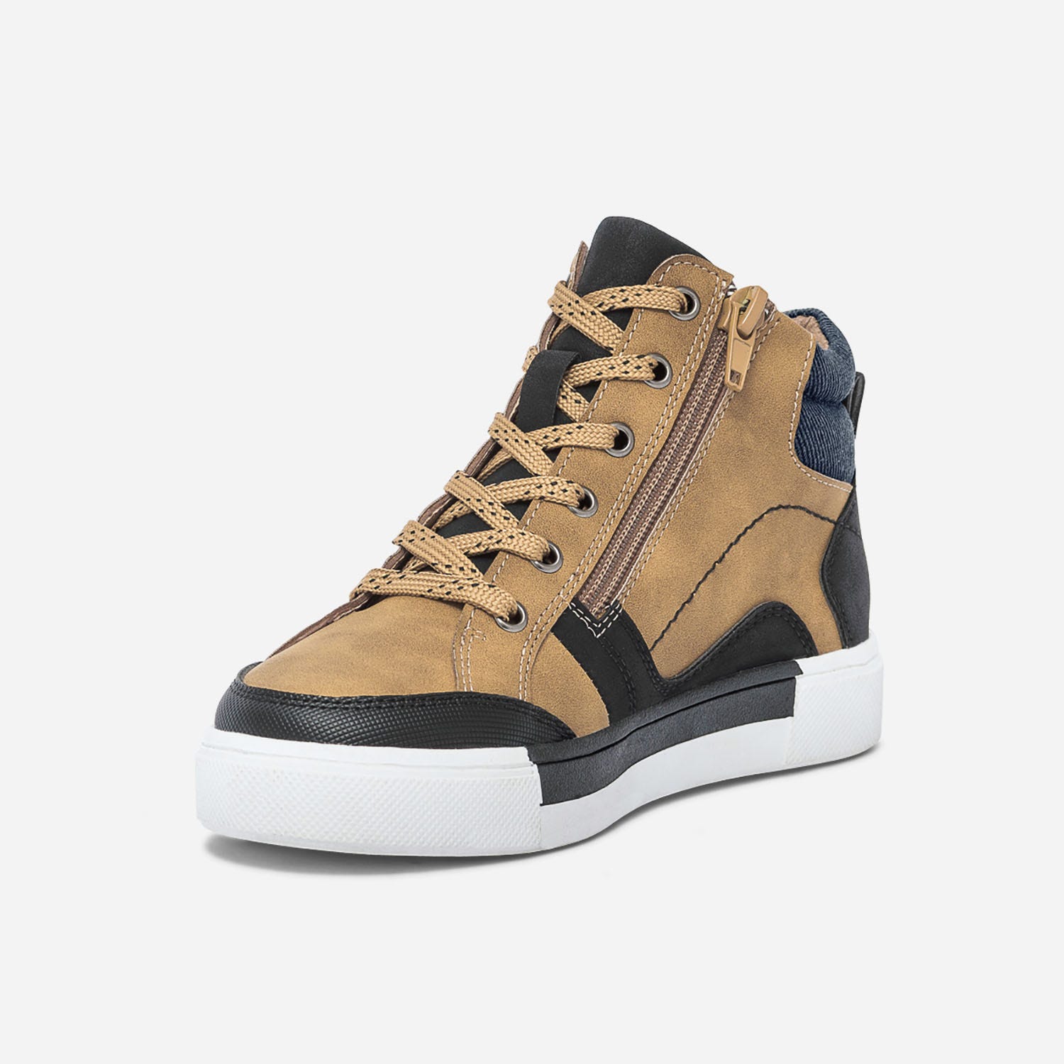 Basket ocre, noir et gris