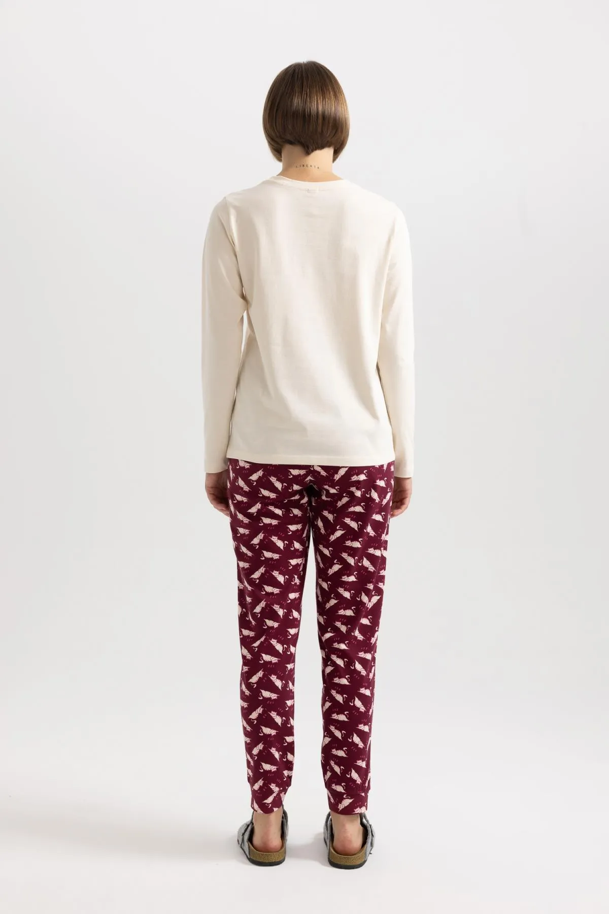 DeFacto  Langarm-Pyjama-Set „Fall in Love“ mit Aufdruck