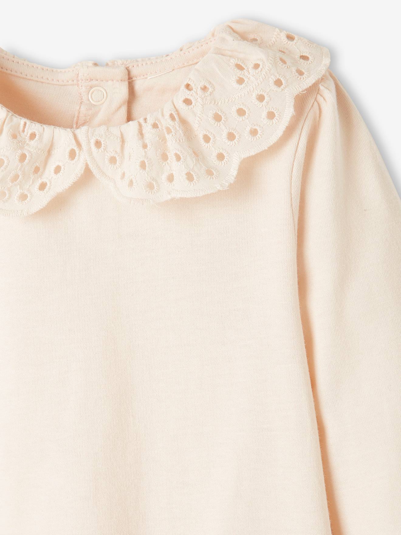 Vertbaudet Baby Shirt mit besticktem Kragen Oeko-Tex - marine gestreift