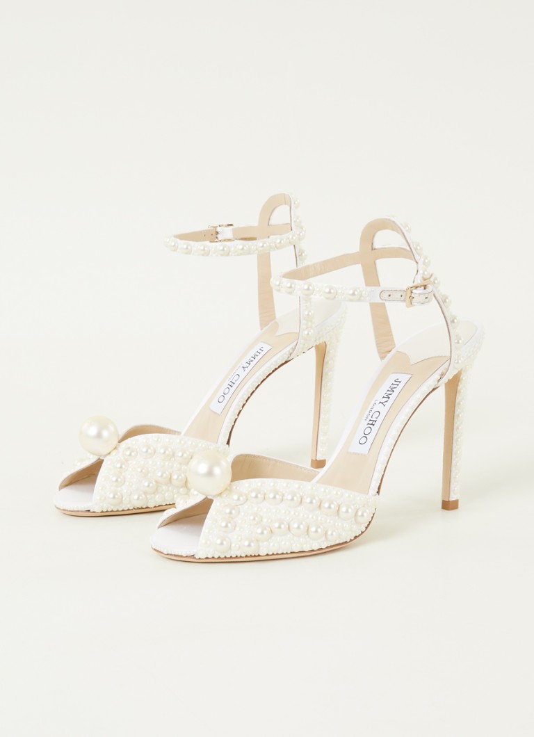 Jimmy Choo Sacora sandalette en satin avec imitatieparels