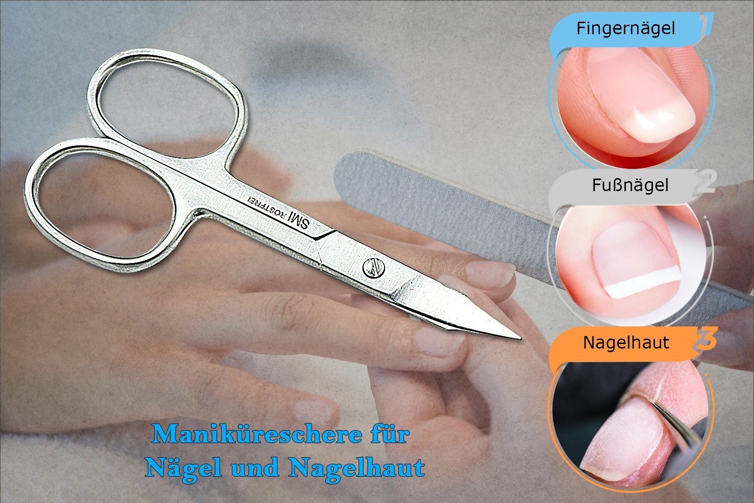 SMI Nagelschere Nagelschere Gebogen Fingernagel Fußnagel Maniküre Hautschere + Etui