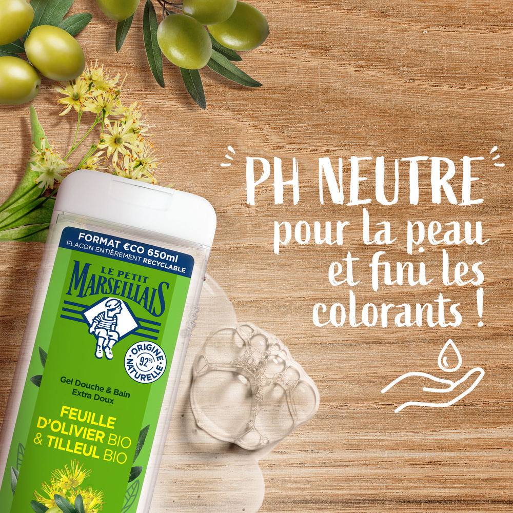 le petit marseillais LE PETIT MARSEILLAIS  DOUCHE EXTRA DOUXFEUILLE OLIVIER BIO & TILLEUL BIO 650 ML Gel Douche