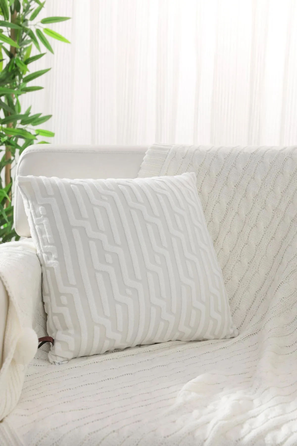 FAVORA  Kissen & Kissenbezug - Beige - Quadratisch