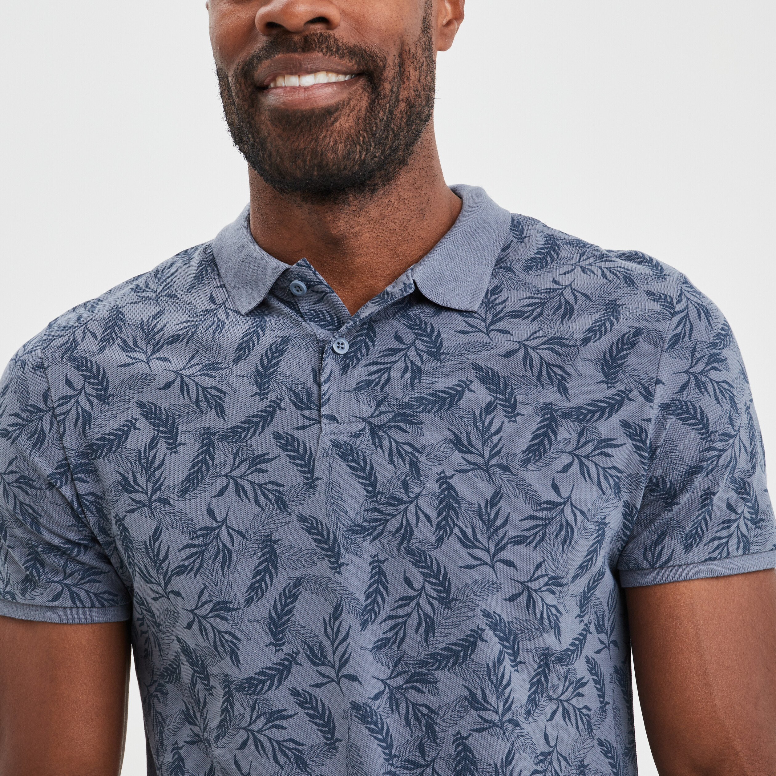Polo droit manches courtes coton bleu gris homme | La Halle