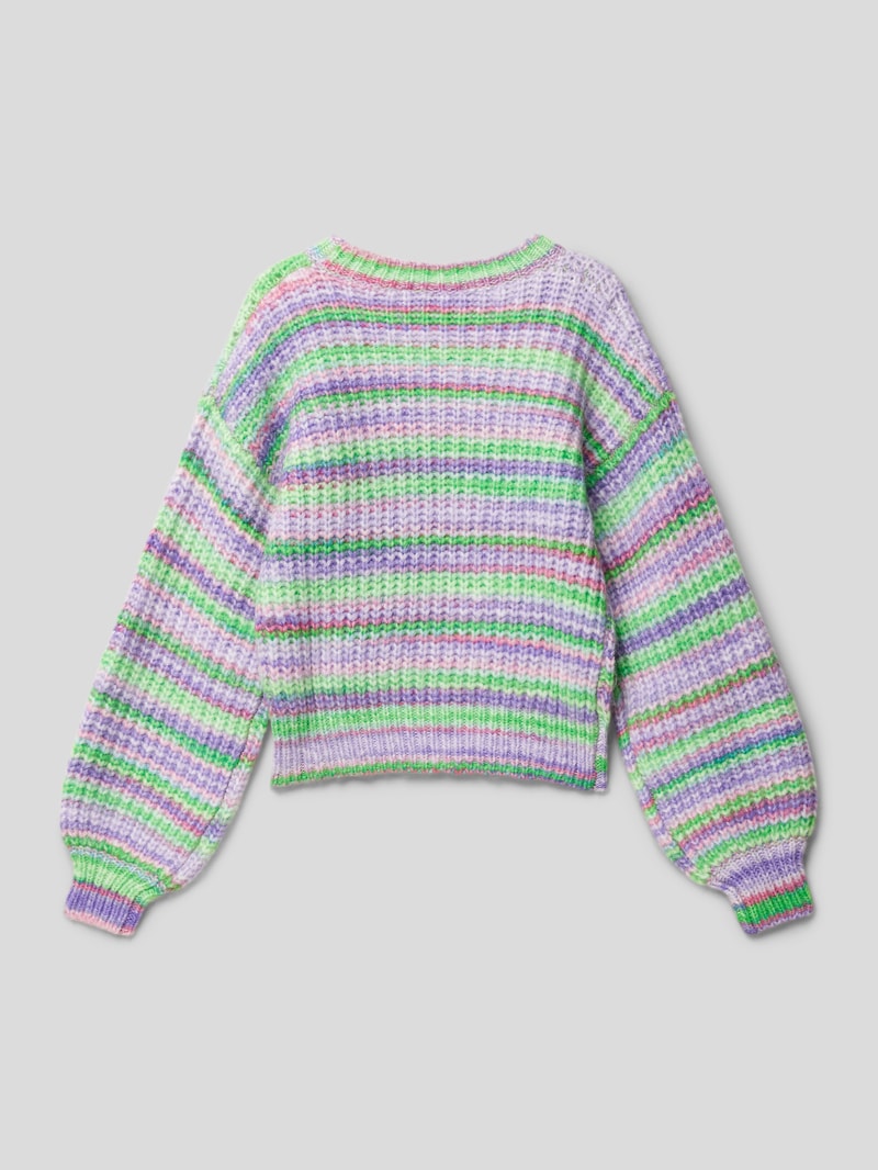 Strickpullover mit Ballonärmeln in pastellgelb meliert