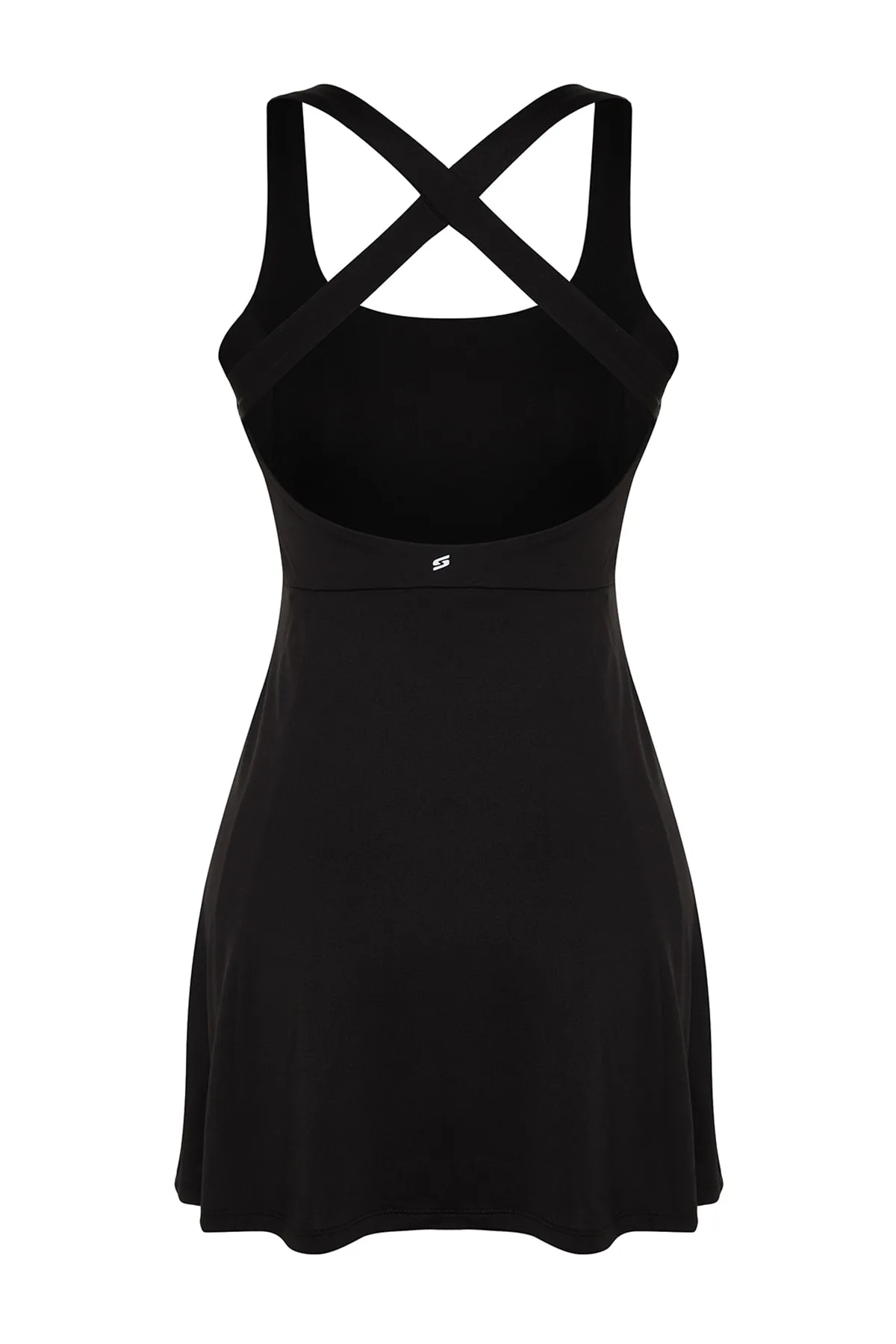 Trendyol Collection  Schwarzes 2-lagiges Tennis-Sportkleid aus Scuba/Taucherstrick mit Shorts innen THMSS23EL00006