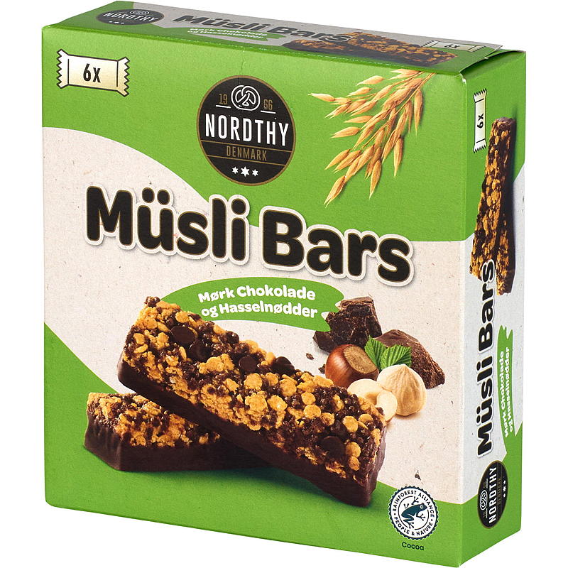 Müslibar 6-pk Hasselnøtter &mørk sjokolade