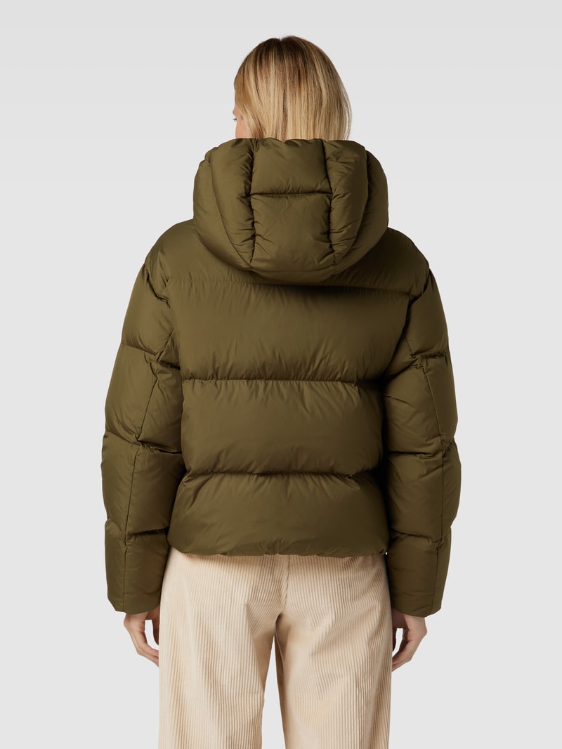 Daunenjacke mit Daunen-Feder-Füllung und Kapuze in khaki