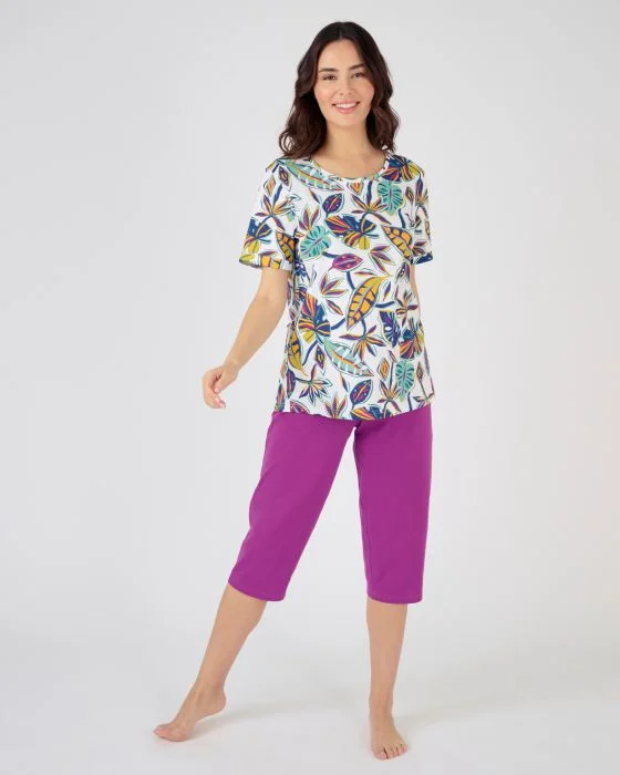 Tee-shirt de pyjama manches courtes pur coton peigné