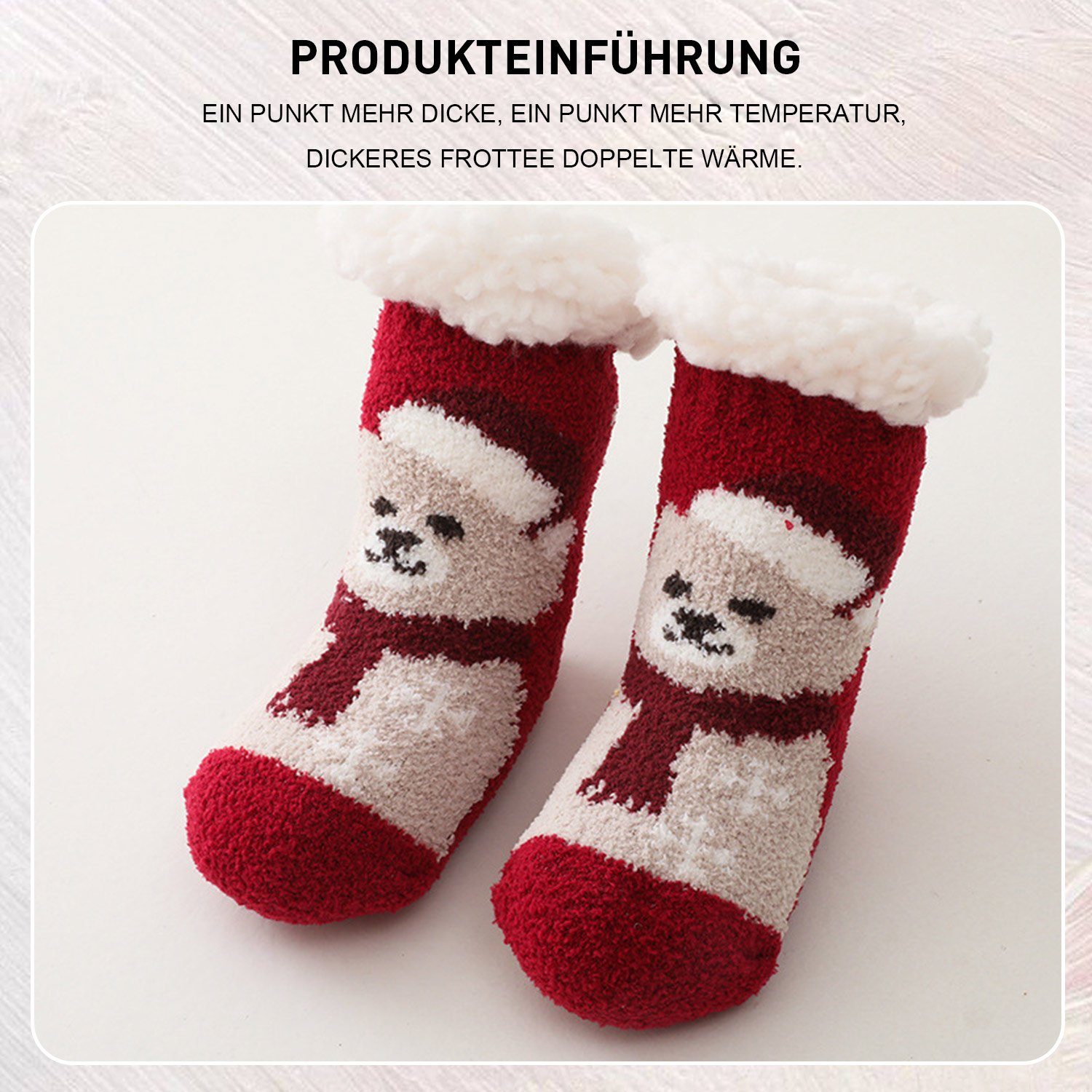Daisred Thermosocken 3 Paar Kinder Tiersocken Flauschige Bodensocken