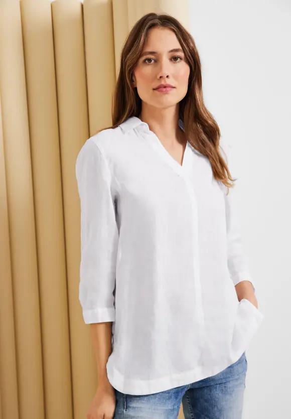 CECIL Leinen Longbluse in Unifarbe