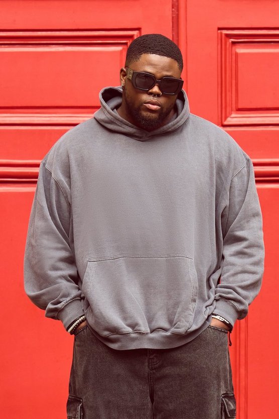 Plus Oversize Hoodie mit Homme Bird Print