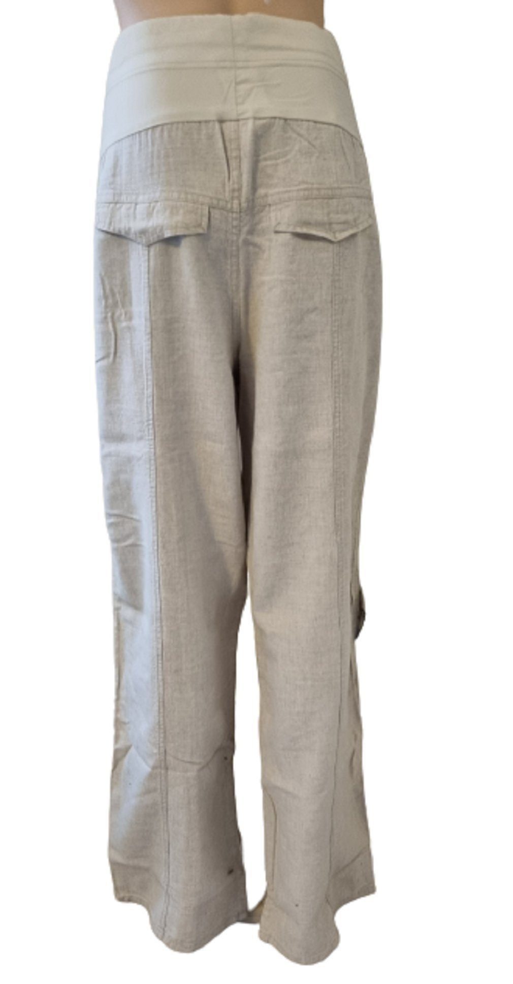 christoff Umstandshose ORA-22133 beige Leinenhose Tencel Taillenhöhe