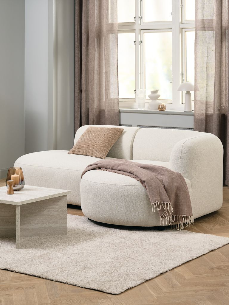 JYLLINGE Sofa med sjeselong JYLLINGE beige plysjstoff