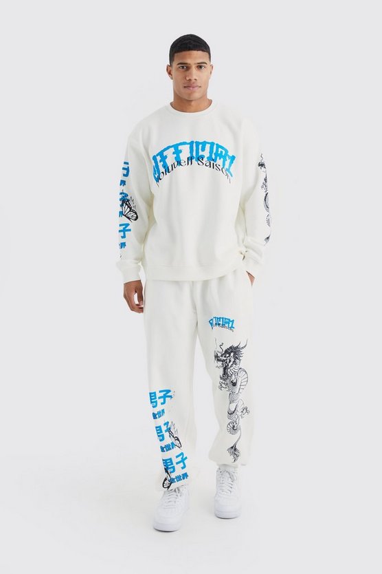 Oversize Sweatshirt-Trainingsanzug mit Official Print