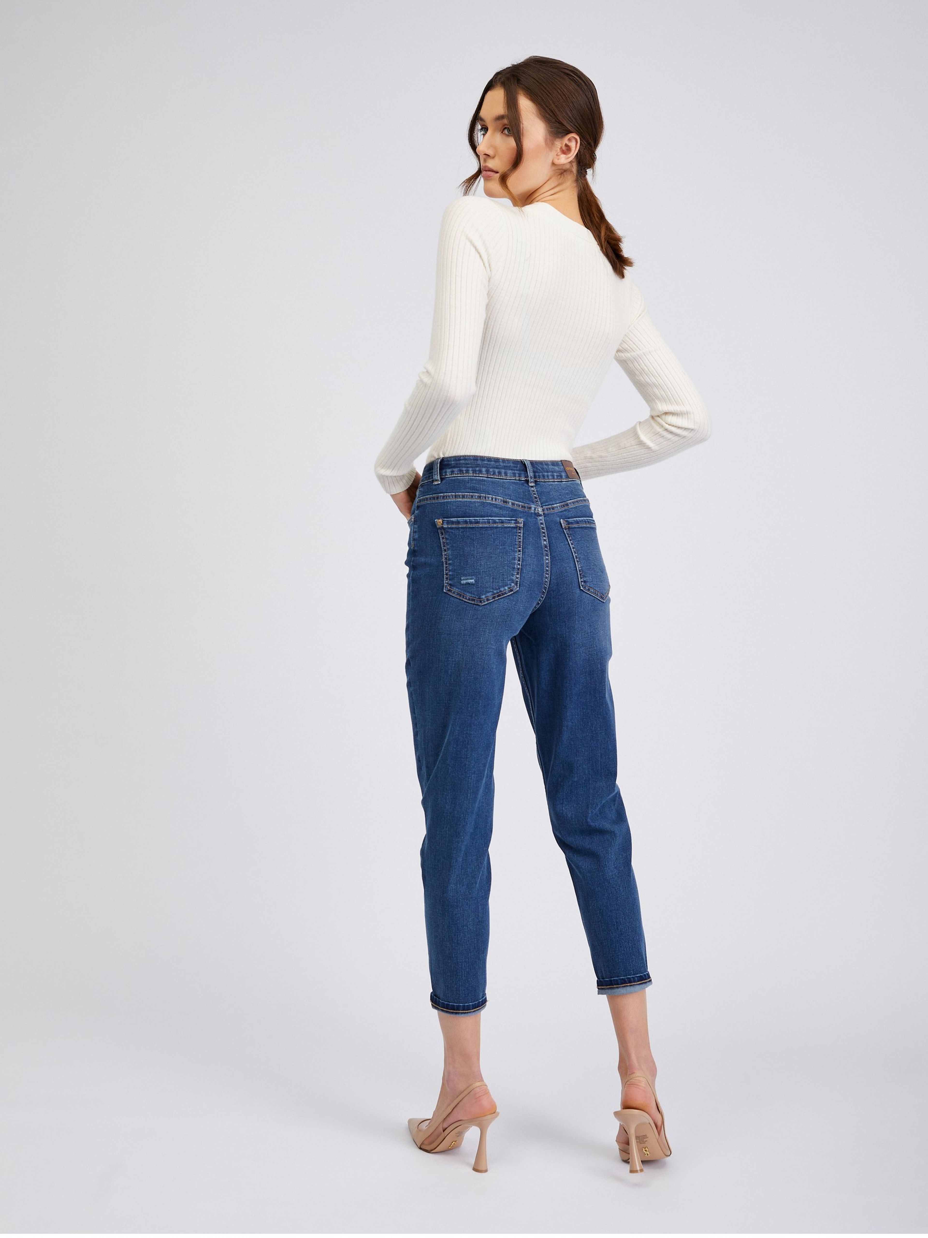 Dunkelblaue Cropped Mom Fit Damenjeans ORSAY