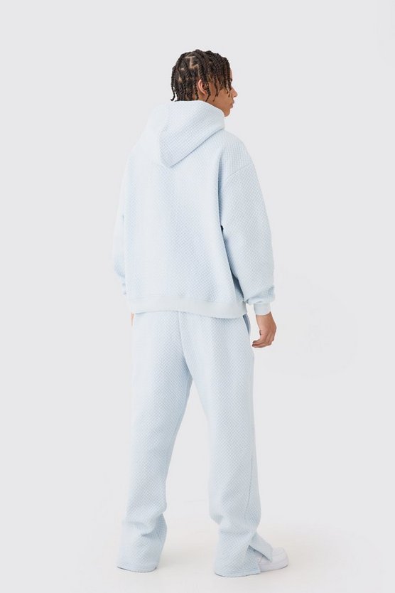 Kastiger Oversize Trainingsanzug mit Jacquard-Stickerei und Kapuze