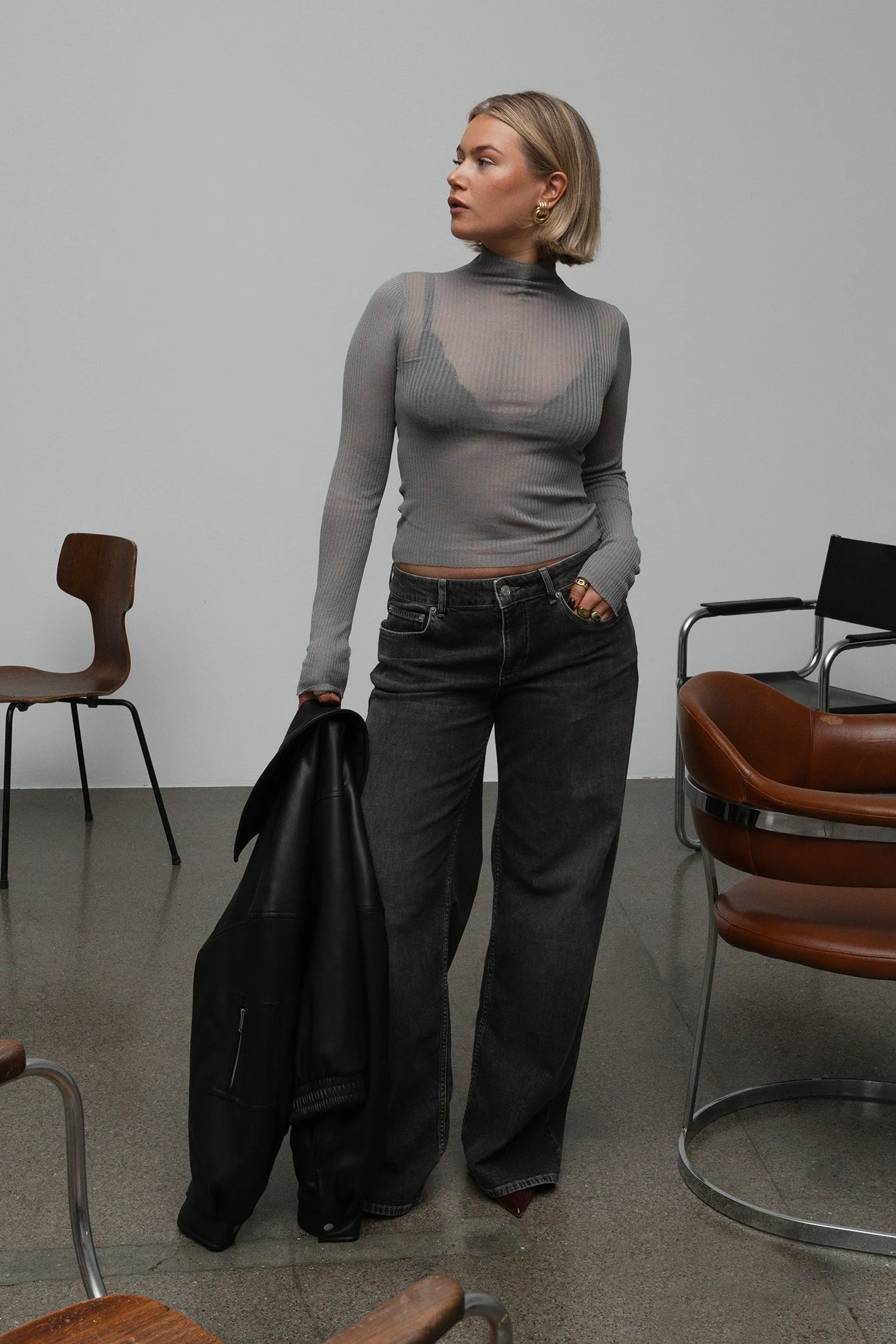 Weite Jeans mit tiefer Taille
