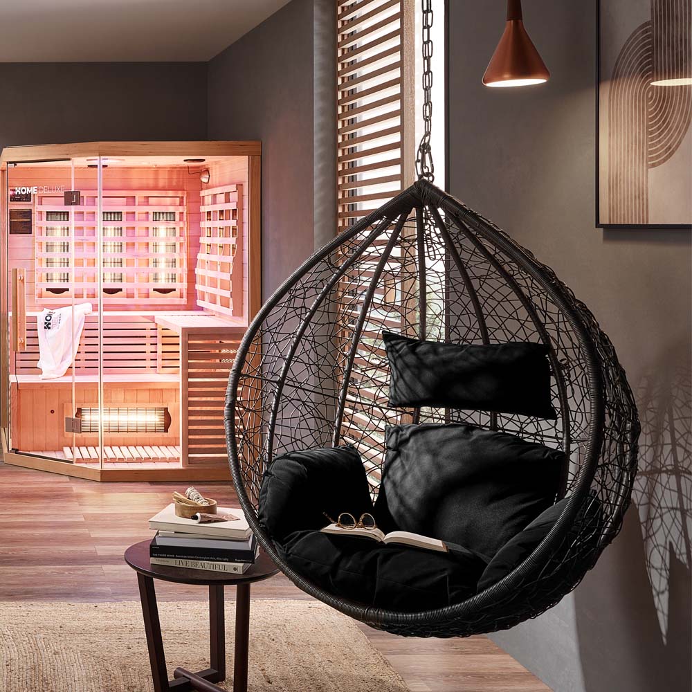 Home Deluxe Polyrattan Hängesessel CIELO - Schwarz
