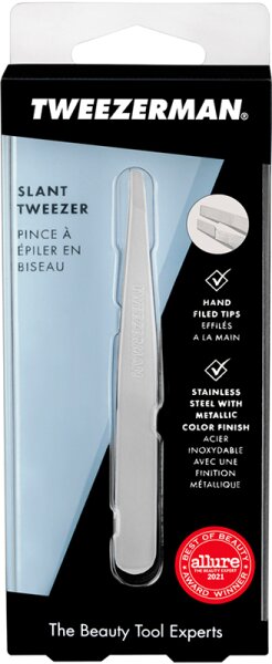 Tweezerman Slant Tweezer - Schräge Pinzette, Platinum Silver Pinzette