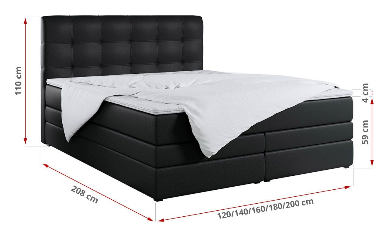 MKS MÖBEL Boxspringbett ERNI KING, Polsterbett mit Bettkasten und Zwei Matratzen - Stauraumbett
