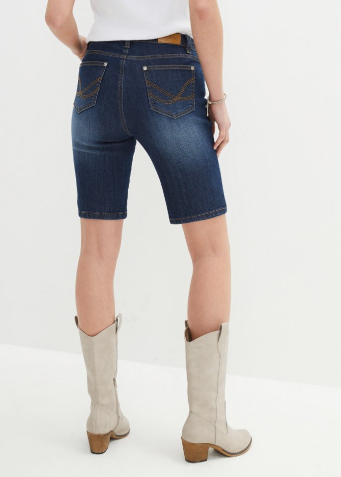 Komfort-Stretch-Jeans -Bermuda mit Bindeband