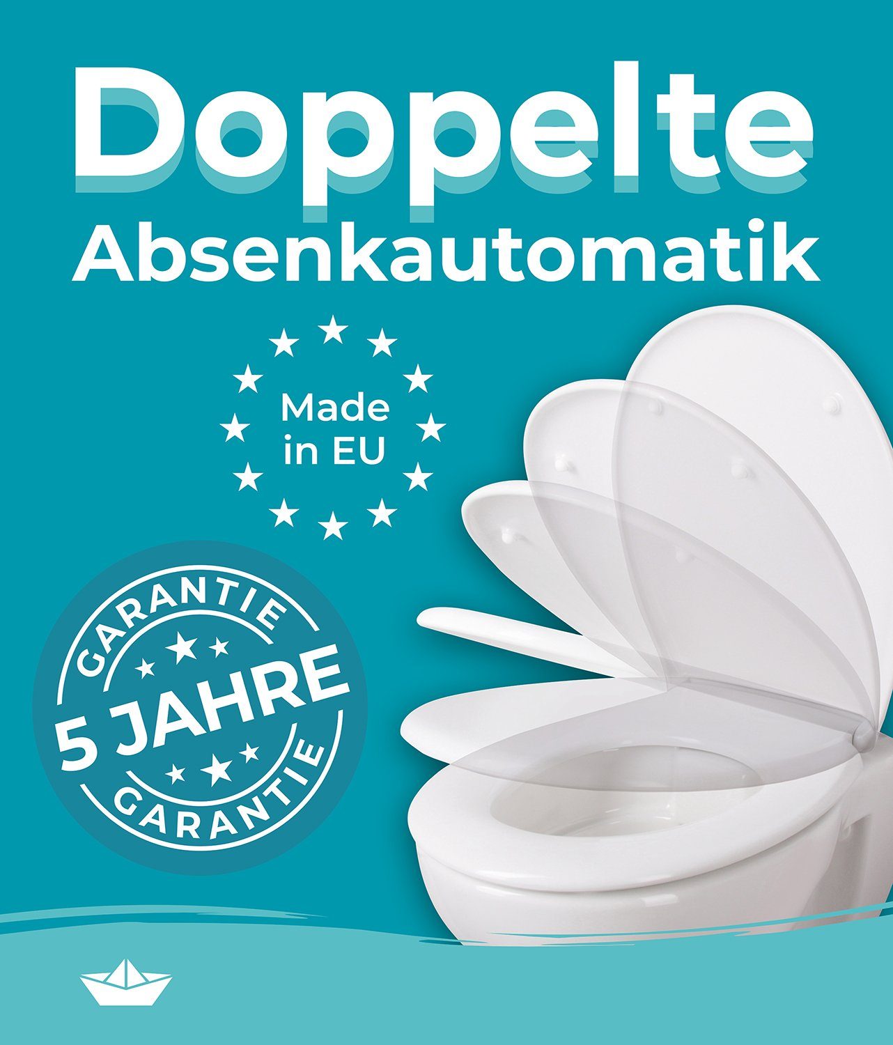 Calmwaters WC-Sitz Original, Made in EU, Absenkautomatik, Abnehmbar, Standard O-Form, 26LP2904
