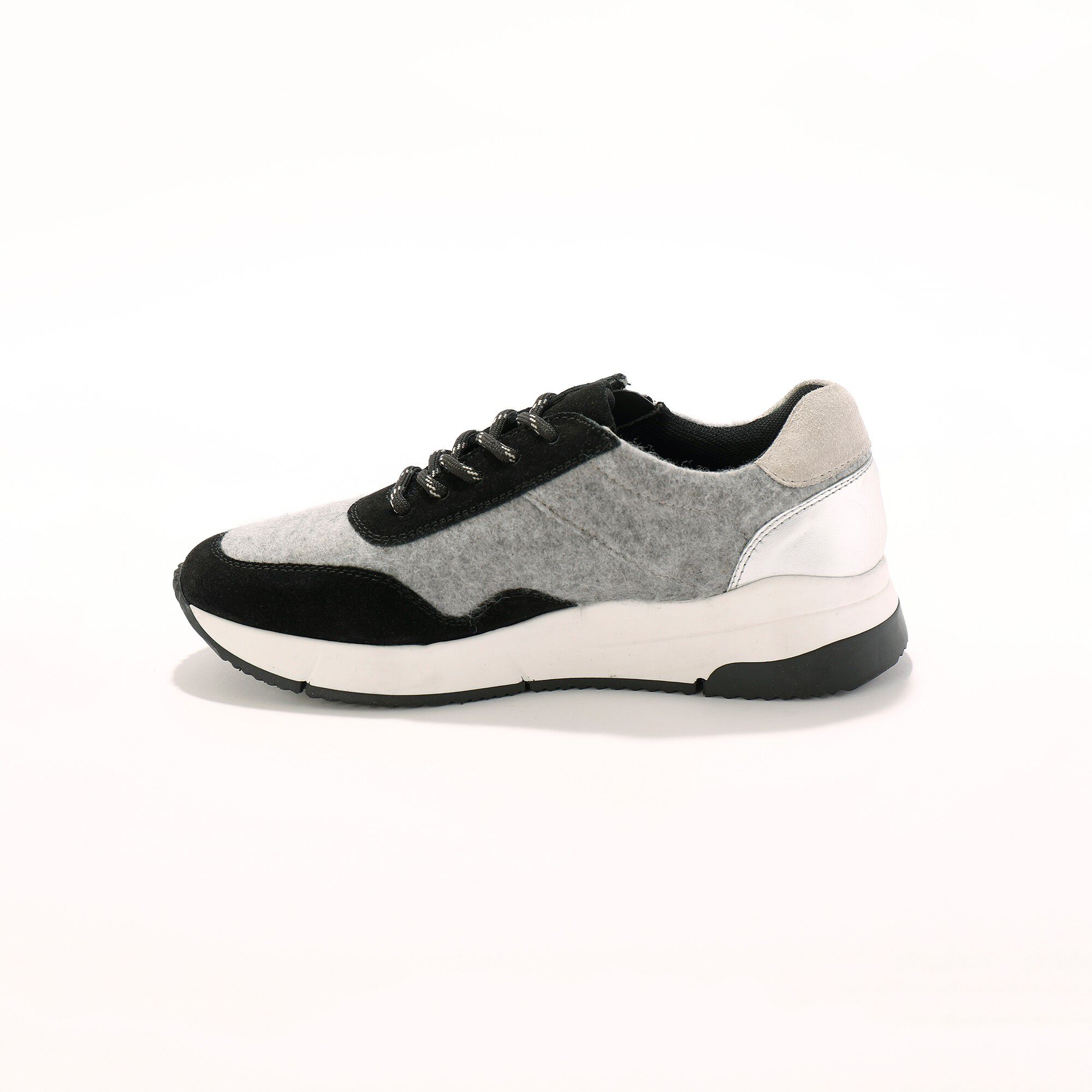 Baskets style running zippées en cuir bimatière