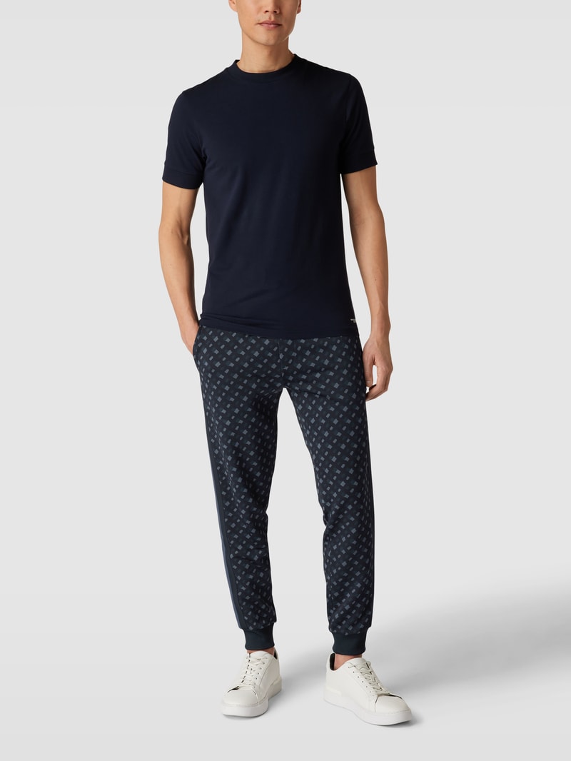 Sweatpants mit Allover-Muster Modell 'Lammont' in marineblau