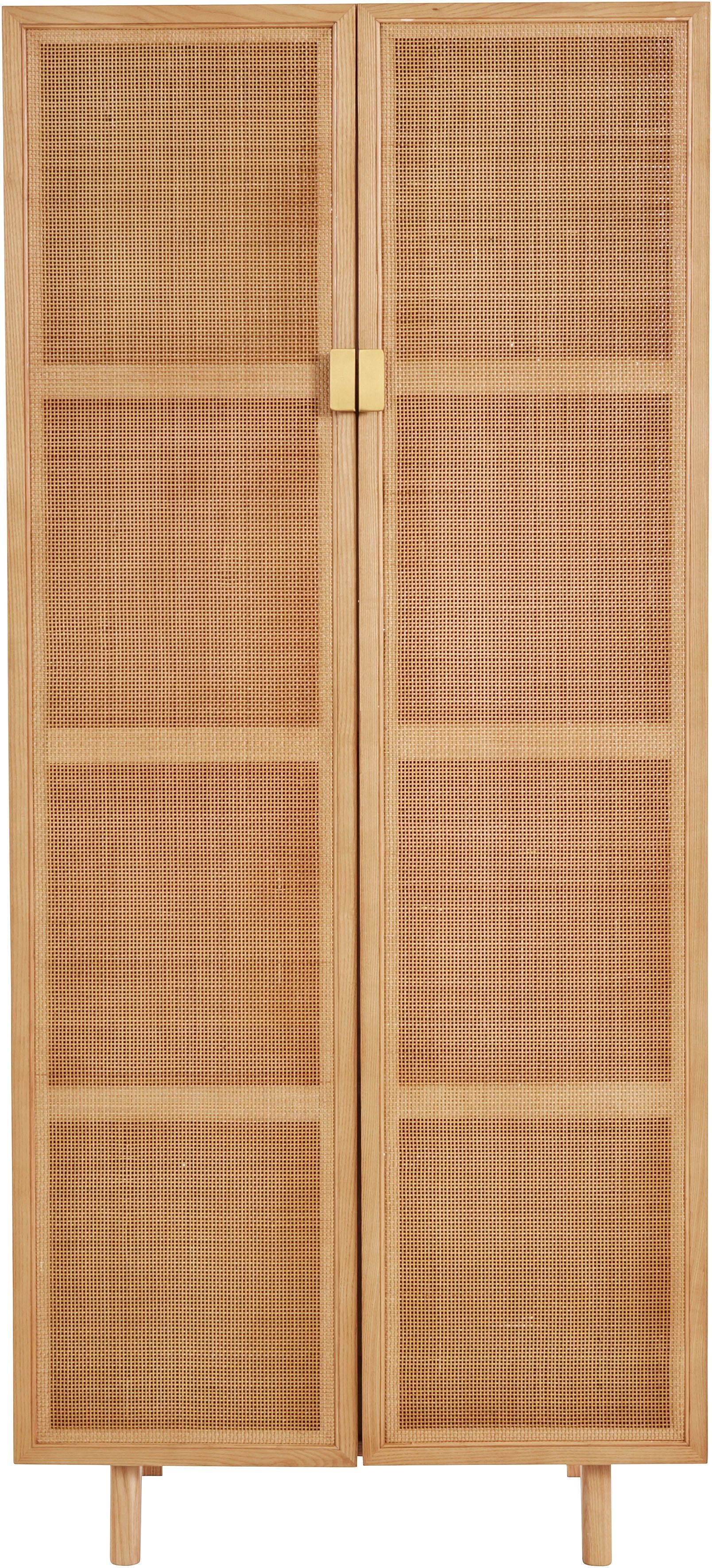 LeGer Home by Lena Gercke Highboard Lina, Mit Rattan Einsatz, 4 Innenfächer, teilmassiv
