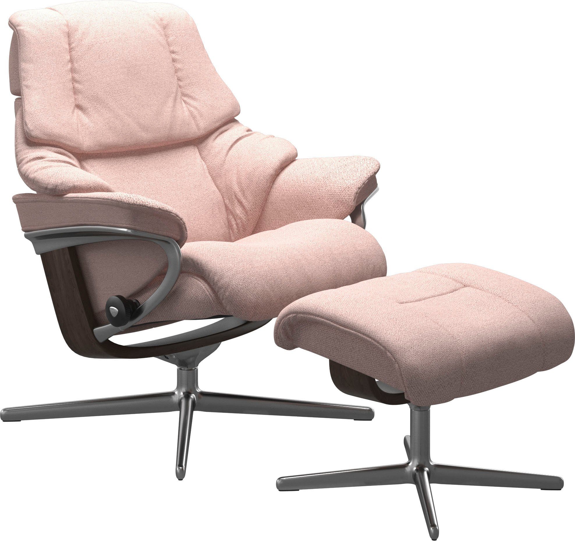 Stressless® Relaxsessel Reno (Set, Relaxsessel mit Hocker), mit Hocker, mit Cross Base, Größe S, M & L, Holzakzent Wenge