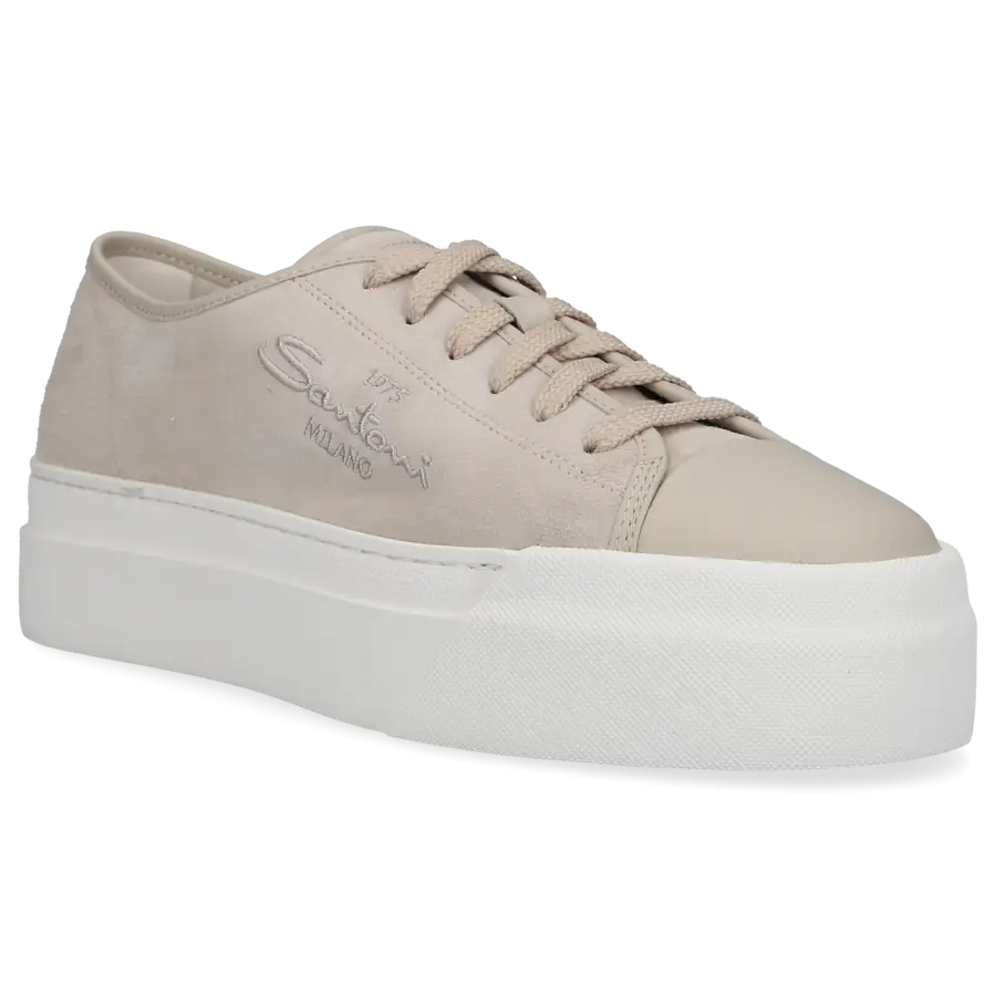 Santoni - Sneaker low Plateau 61229 Veloursleder - grau
