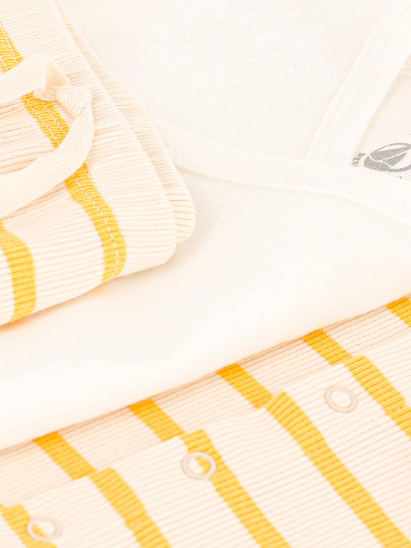 Ensemble naissance 3 pièces en coton bio PETIT BATEAU beige
