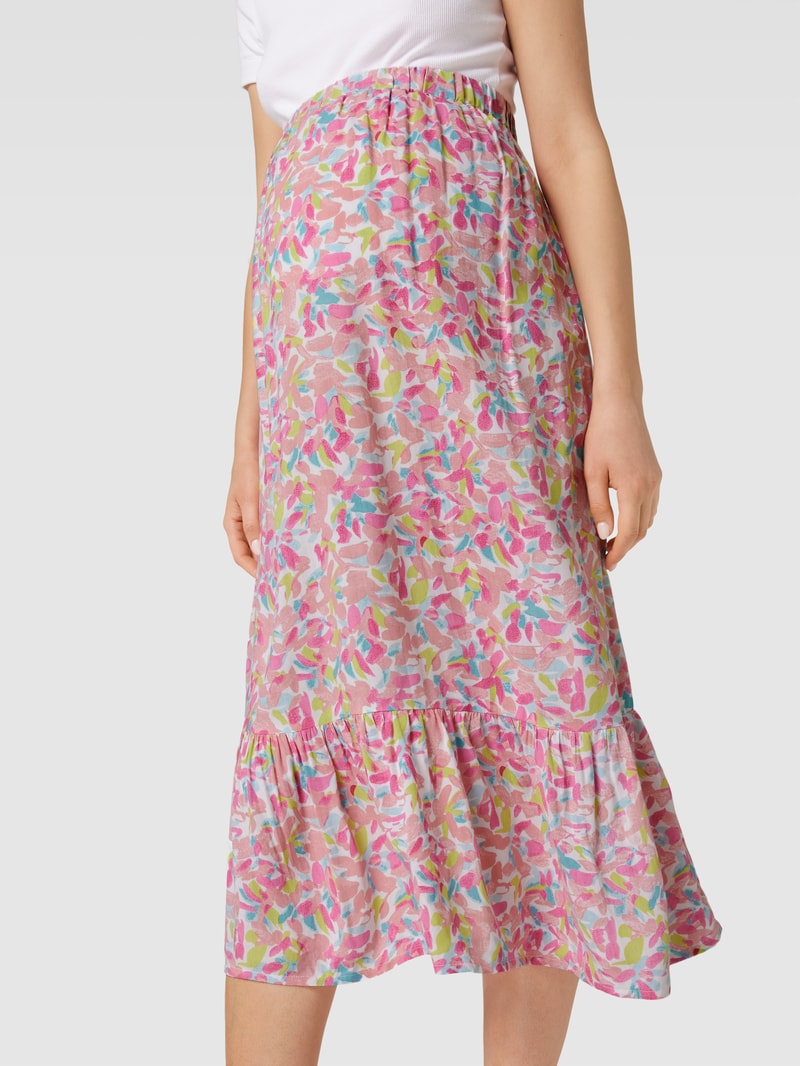 Umstands-Midirock aus Viskose mit floralem Muster Modell 'Casey' in pink