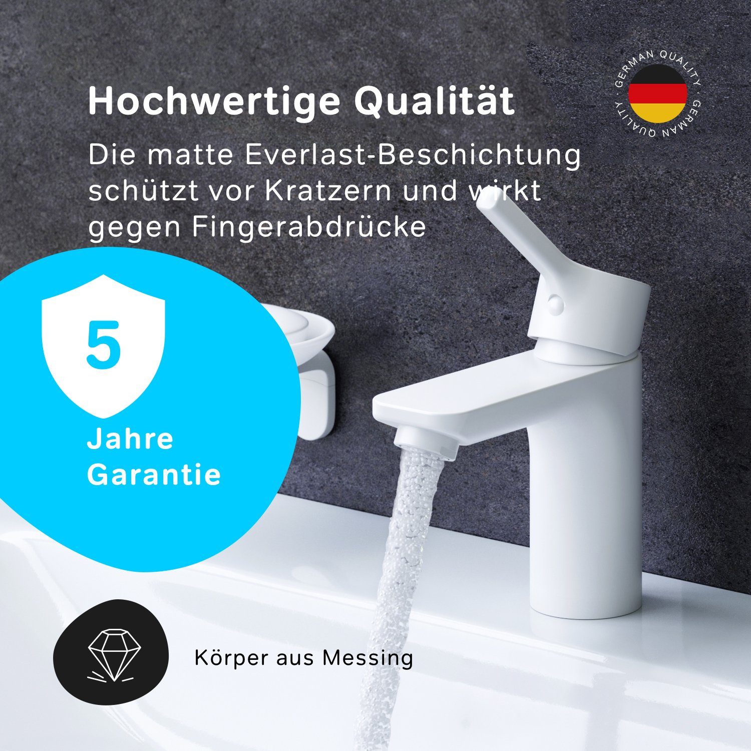 AM.PM Waschtischarmatur Waschbeckenarmatur Wasserhahn Bad Badarmatur Mischbatterie Waschbecken (Mischbatterie) geräuscharme Kartusche, Waschtisch Mischbatterie Badezimmer
