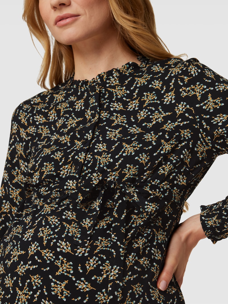 Umstands-Bluse mit floralem Allover-Muster Modell 'SANNE' in schwarz