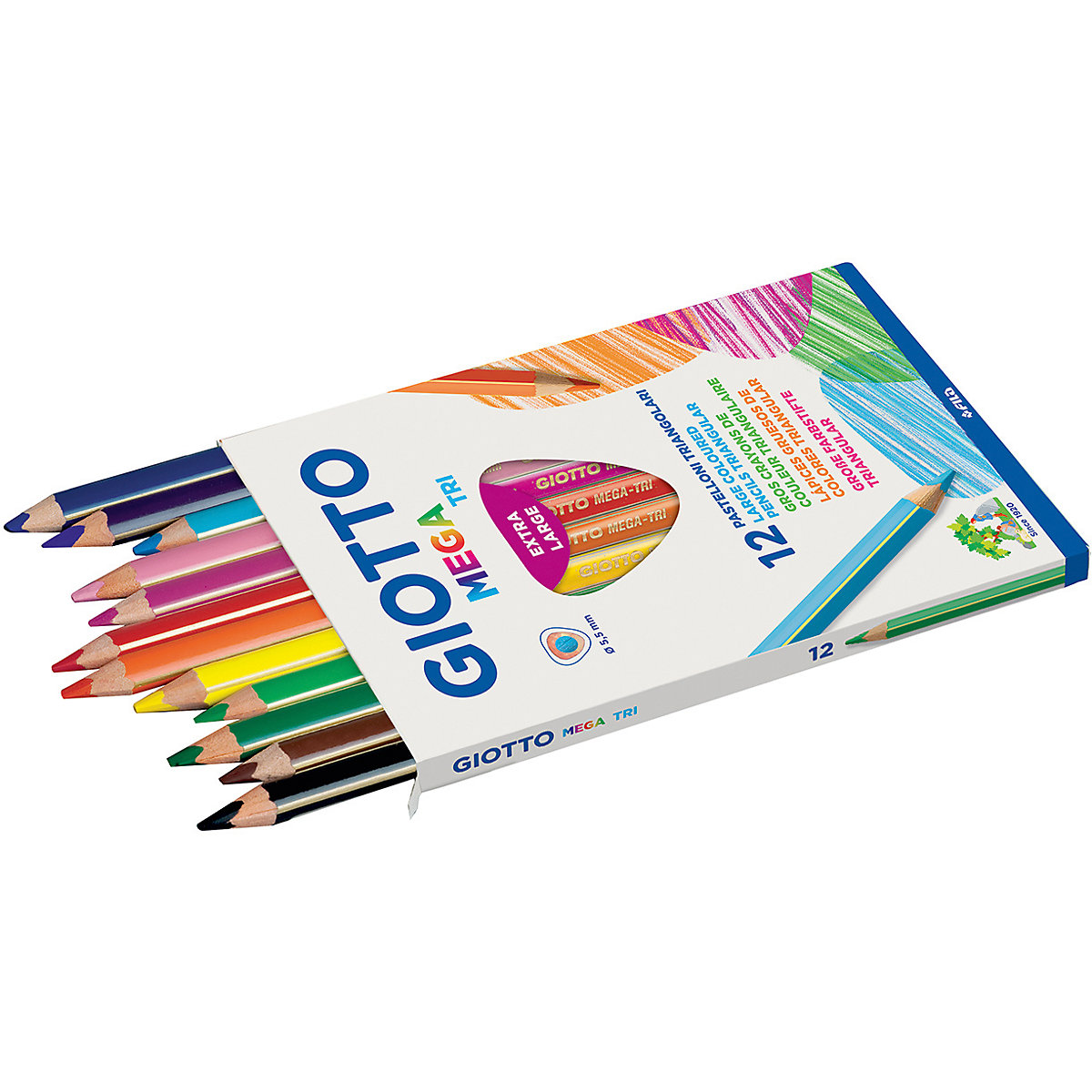 Giotto Mega-Tri Holzbuntstifte, 12 Farben