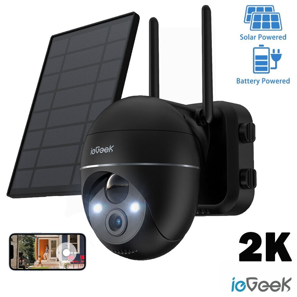 ieGeek 3MP Überwachungskamera Aussen Akku 360° PTZ WLAN mit Solarpanel,Alexa Überwachungskamera (AuBenbereich, outdoor, Kabellose,Videowiedergabe,Multigerät online,Multi-User-Unterstützung,Erkennungsbereich und Erkennungszeit einstellen,4x Digitalzoo