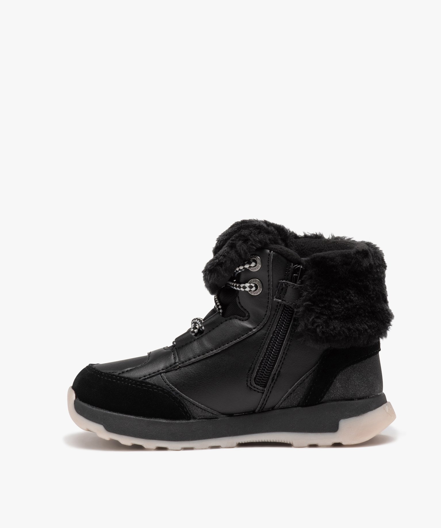 Boots fille unies à col fourré retourné - Kickers noir | GEMO
